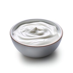 bowl of yogurt on white background