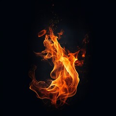 Simple fire on black background Generative AI