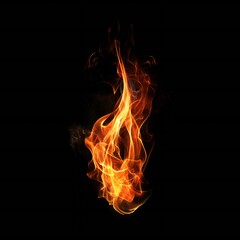 Simple fire on black background Generative AI