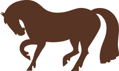 Bay saddled stallion silhouette with white outline