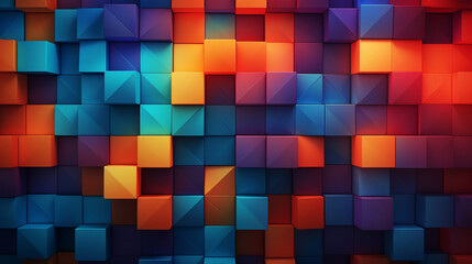 Fototapeta premium Rainbow of colorful blocks abstract background - 3d render illustration generative AI