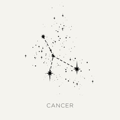 Star constellation zodiac cancer line black white vector