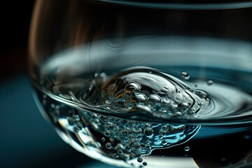 Illustration of a Cold Drink in a Glass of Water, macro, generative ai