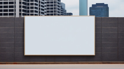 Billboard Mock up with screen in Urban environment.  Business concept, indoor board, empty frame. Ad Placement. Ai generative