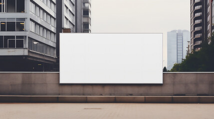 Billboard Mock up with screen in Urban environment.  Business concept, indoor board, empty frame. Ad Placement. Ai generative