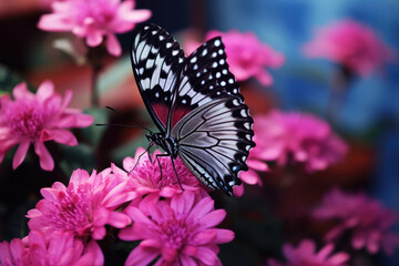 Fototapeta na wymiar Butterfly on a pink flower