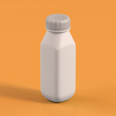 Monochrome Bottle on Orange Background, 3d Rendering