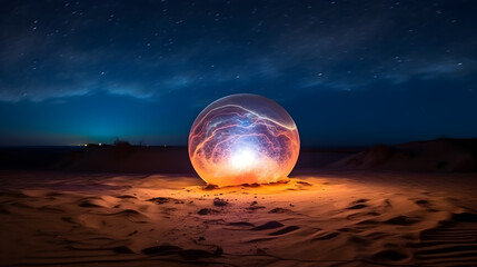 Light orb planet at the beach