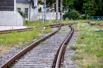 Railroad tracks go far beyond the horizon