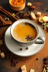 Traditional Indian hot drink with milk and spices - Masala tea