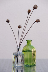 Dried wildflowers and small bottles - 623368788