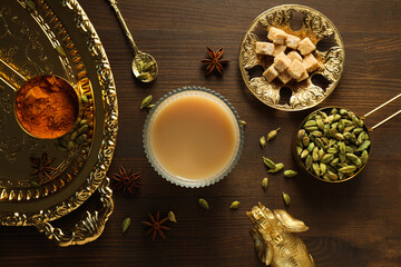 Traditional Indian hot drink with milk and spices - Masala tea