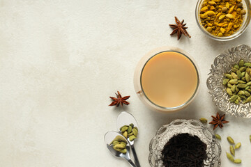 Traditional Indian hot drink with milk and spices - Masala tea