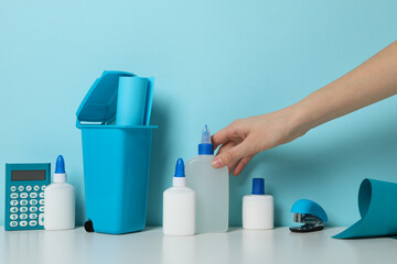 Concept of stationery accessories, glue with space for text