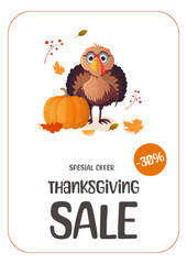 Thanksgiving sale flyer on white background