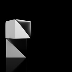 Abstract minimal background. Two black and white triangle shapes maded from triangles