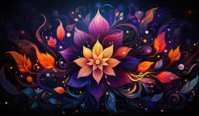 Colorful floral Mandala illustration with colorful lines, Mexican Folklore, banner for Flores the mayo (flowers of may) or Hispanic american heritage month. created with generative ai