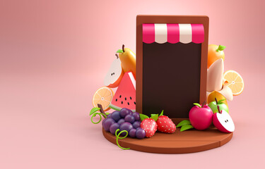 Isolated Fruit Store. 3D Illustration