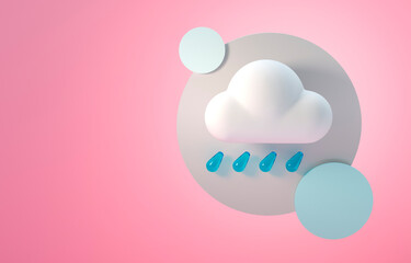 Isolated Rainy Weather. 3D Illustration