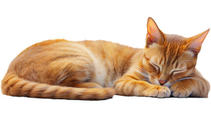 Sleeping Abyssinian Cat in Peace - Transparent Background - obrazy, fototapety, plakaty