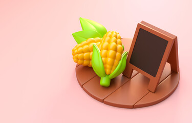 Isolated 3D Corn. 3D Illustration
