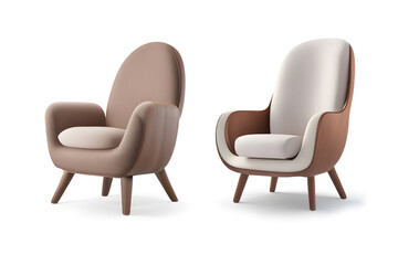 Obraz premium brown leather armchair isolated on white background. Generative AI illustration.