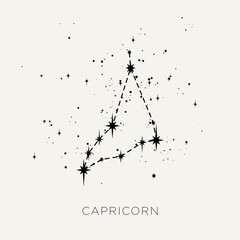 Star constellation zodiac capricorn line black white vector