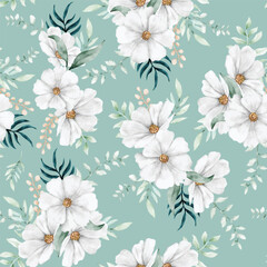 elegant watercolor tosca floral seamless pattern