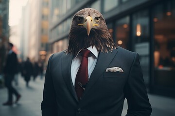 Eagle Face in Business Suit, A Unique Concept of Leadership and Power in the Corporate World, Generative AI