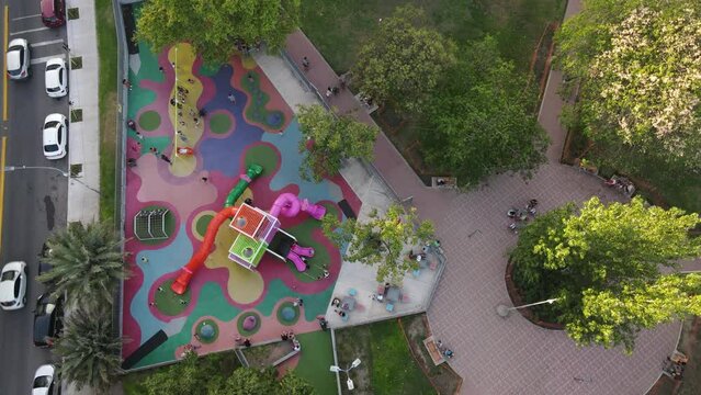 children's playground at Buenos Aires City, aerial