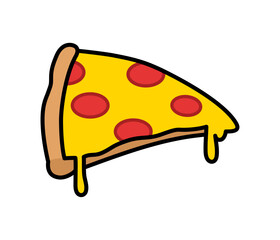 Cartoon Pepperoni Pizza Illustration Wit Outline