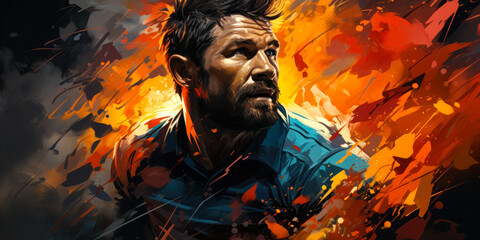 Unleashing the Rugby Spirit: Abstract World Cup Banner with Rugby Player
