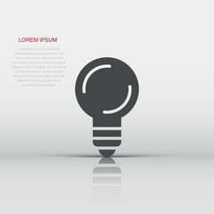 Light bulb icon in flat style. Lightbulb vector illustration on white isolated background. Lamp idea business concept.