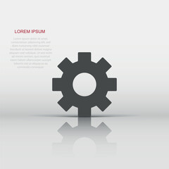 Gear vector icon in flat style. Cog wheel illustration on white isolated background. Gearwheel cogwheel business concept.
