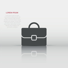 Briefcase icon in flat style. Businessman bag vector illustration on white isolated background. Portfolio business concept.