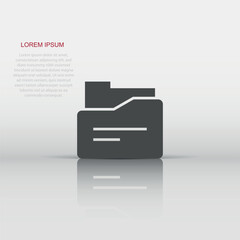 File folder icon in flat style. Documents archive vector illustration on isolated background. Storage business concept.