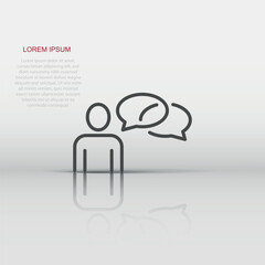 People with speech bubble icon in flat style. Chat vector illustration on white isolated background. Speaker dialog business concept.