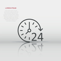 Clock icon in flat style. Watch vector illustration on white isolated background. Timer business concept.