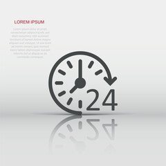 Clock icon in flat style. Watch vector illustration on white isolated background. Timer business concept.