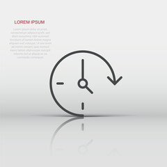 Clock icon in flat style. Watch vector illustration on white isolated background. Timer business concept.