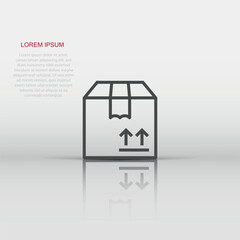 Shipping box icon in flat style. Container vector illustration on white isolated background. Cardboard package business concept.