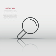 Loupe sign icon in flat style. Magnifier vector illustration on white isolated background. Search business concept.
