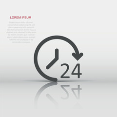 Clock icon in flat style. Watch vector illustration on white isolated background. Timer business concept.