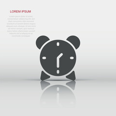 Clock icon in flat style. Watch vector illustration on white isolated background. Timer business concept.