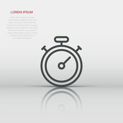 Clock icon in flat style. Watch vector illustration on white isolated background. Timer business concept.