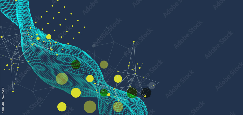 Wall mural the abstract wave is made in a frame style in a bright gradient color. template for science and tech