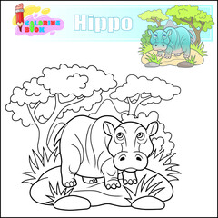 cute cartoon hippo coloring book