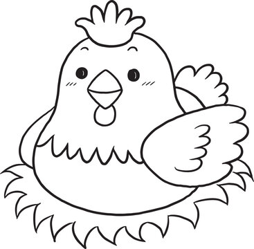 chicken cartoon doodle kawaii anime coloring page cute illustration drawing clip art character chibi manga comic