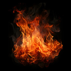 Fototapeta premium Fire flames on black background