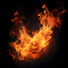 Fire flames on black background